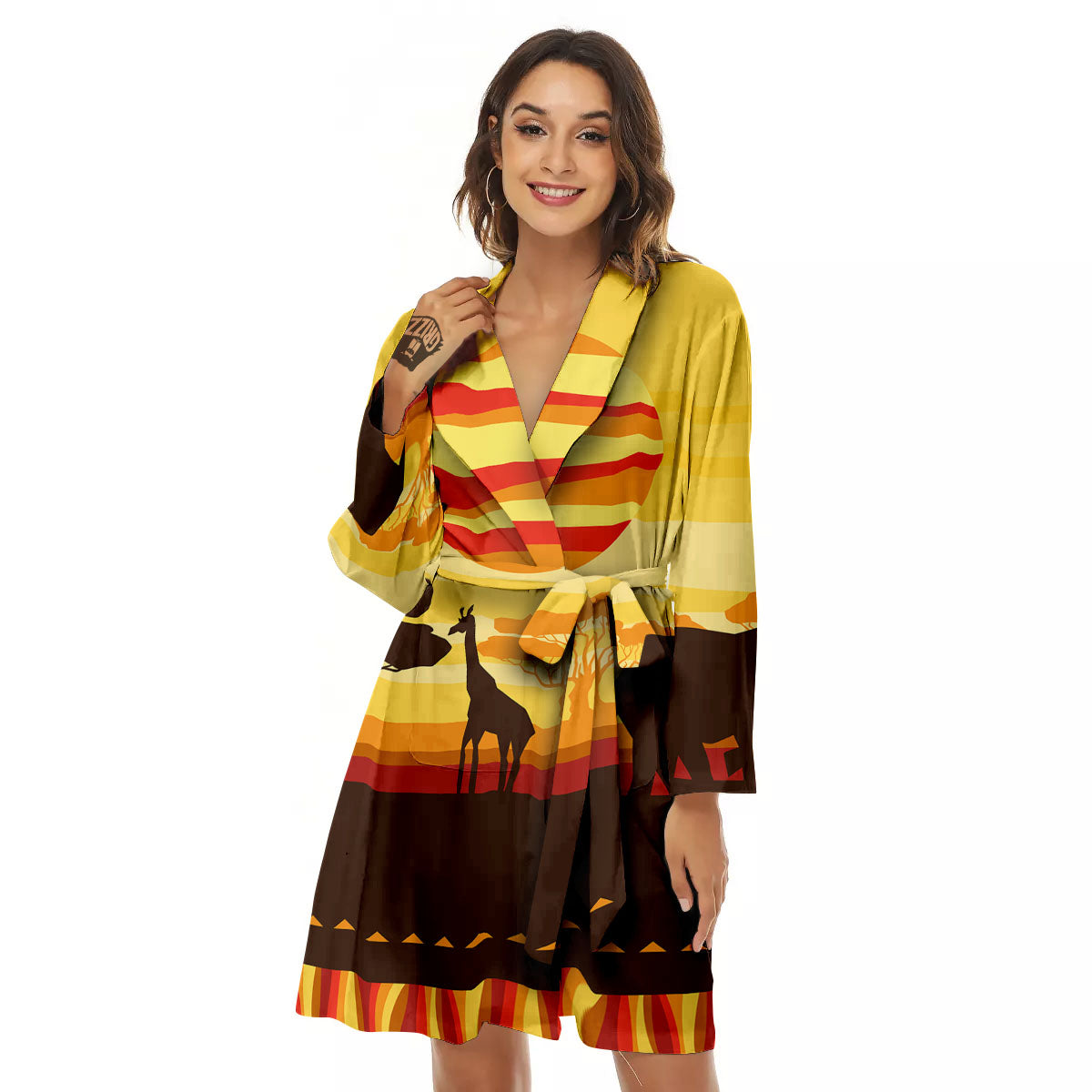 Sun African Print Women's Robe-grizzshop
