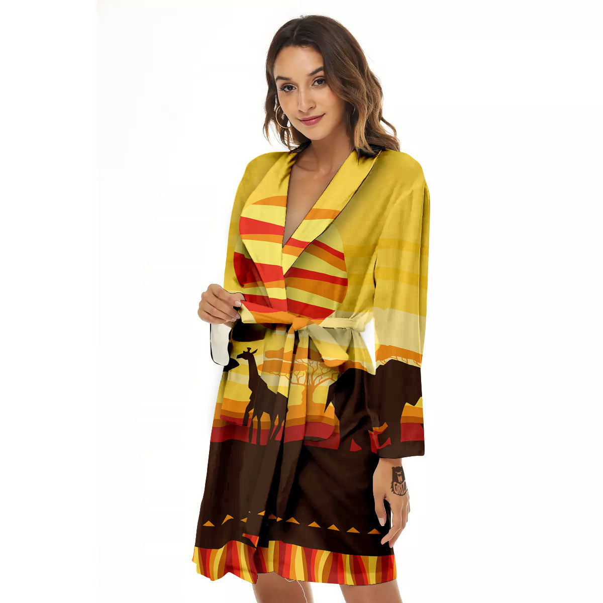 Sun African Print Women's Robe-grizzshop
