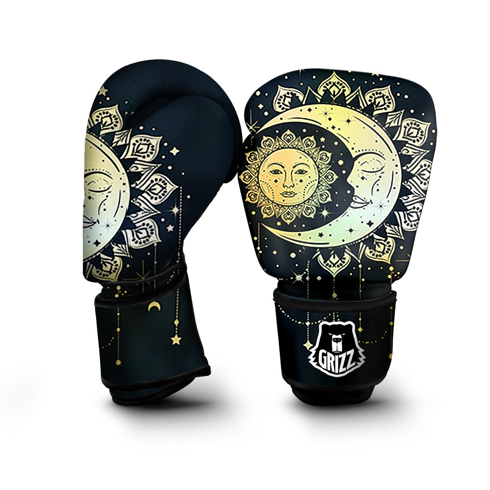 Sun And Bohemian Moon Print Boxing Gloves-grizzshop