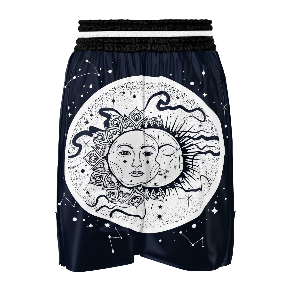Sun And Moon Bohemian Celestial Print Boxing Shorts-grizzshop
