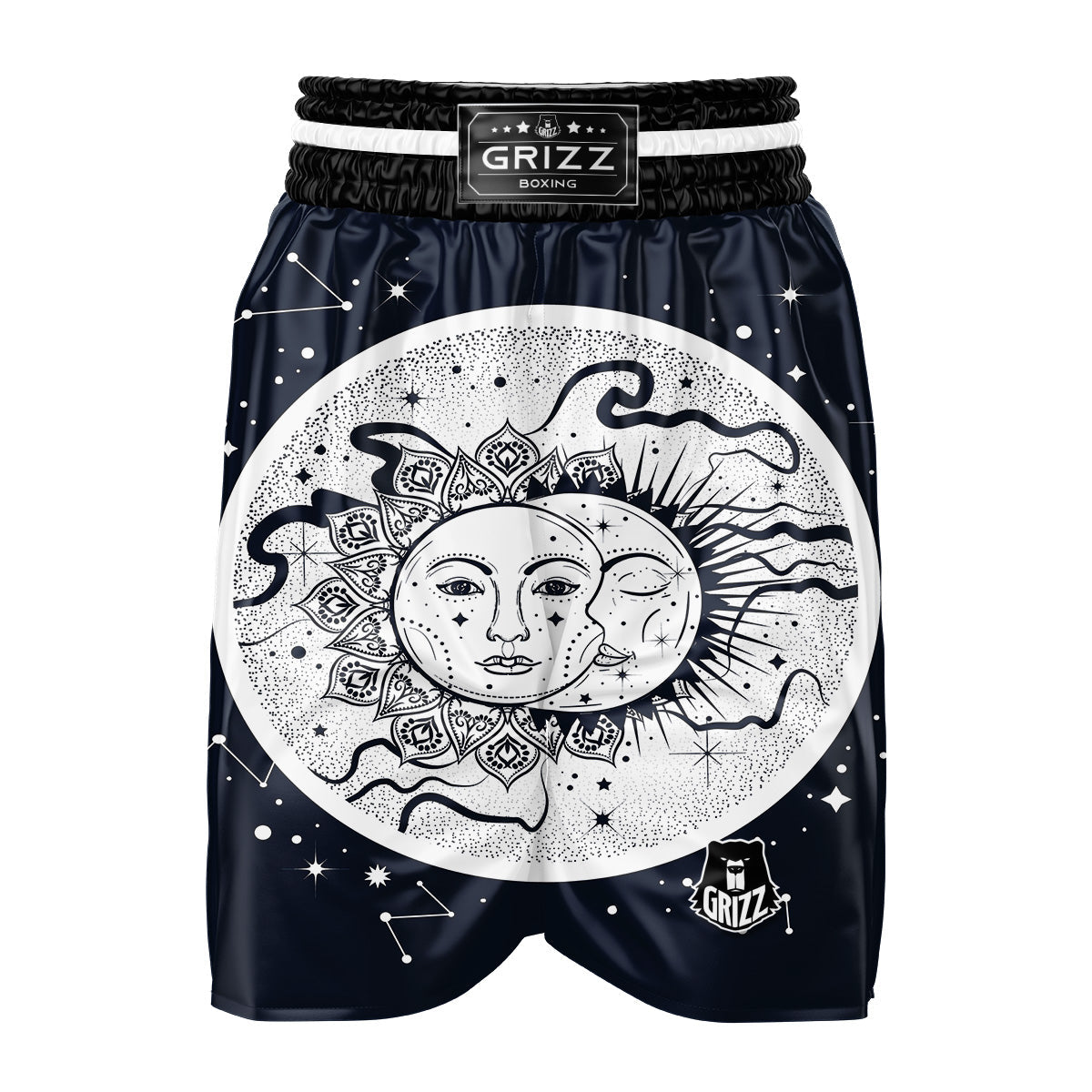 Sun And Moon Bohemian Celestial Print Boxing Shorts-grizzshop