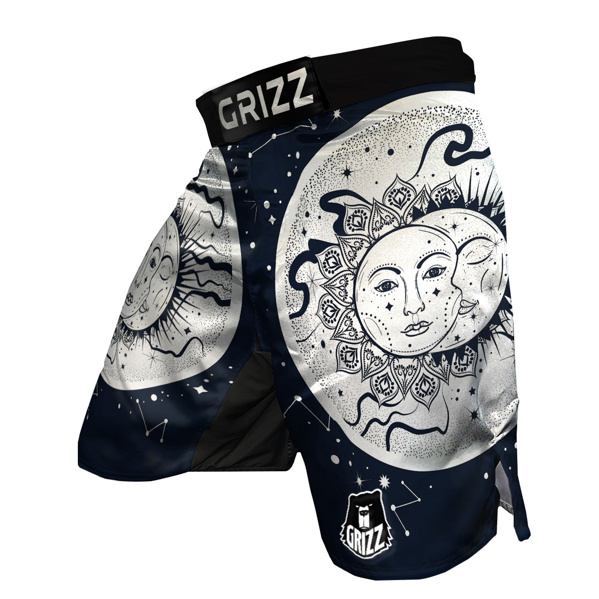 Sun And Moon Bohemian Celestial Print MMA Shorts-grizzshop