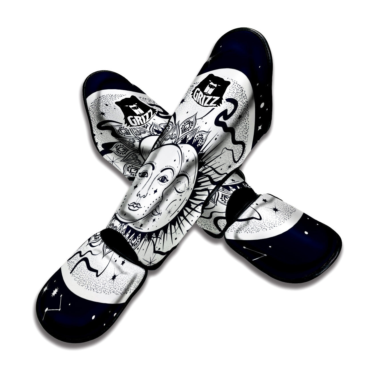 Sun And Moon Bohemian Celestial Print Muay Thai Shin Guards-grizzshop