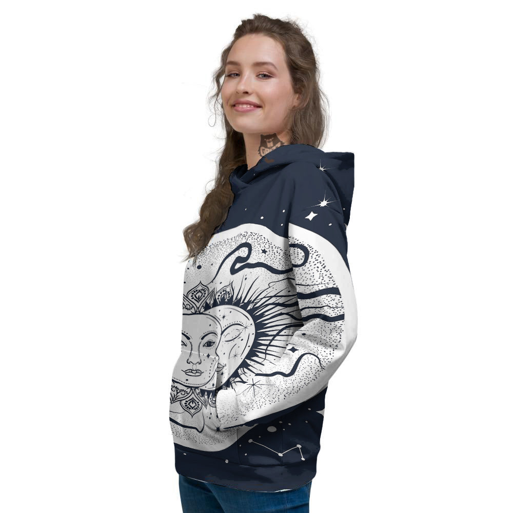 Sun And Moon Bohemian Celestial Print Women's Hoodie-grizzshop