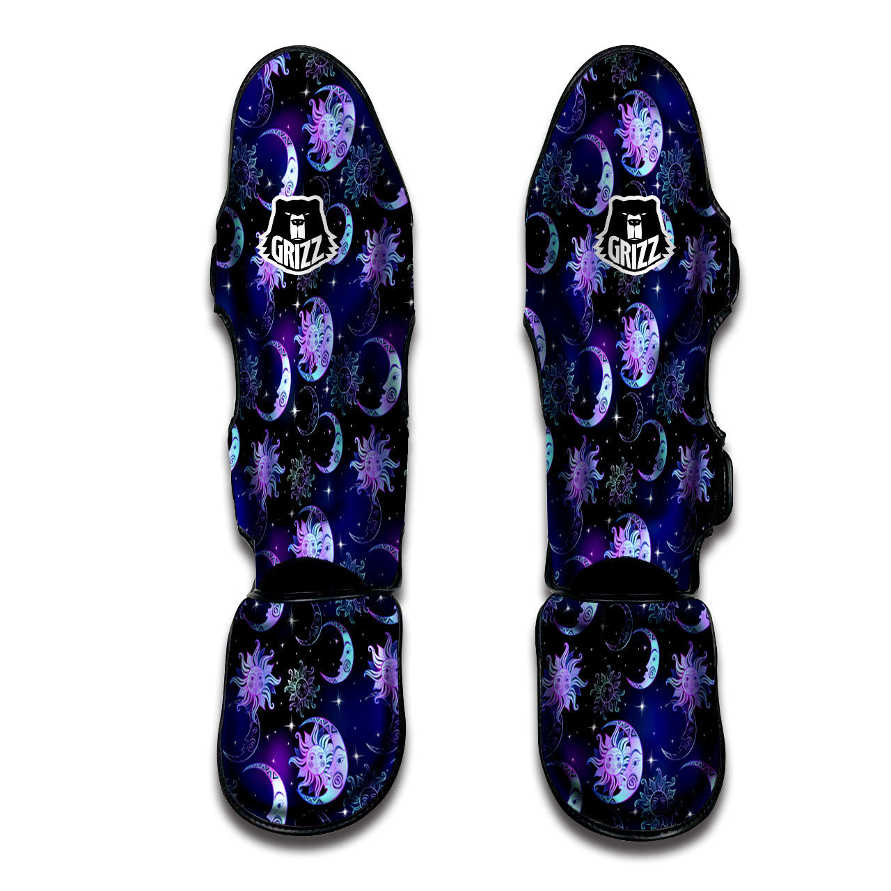 Sun And Moon Galaxy Celestial Print Muay Thai Shin Guards-grizzshop