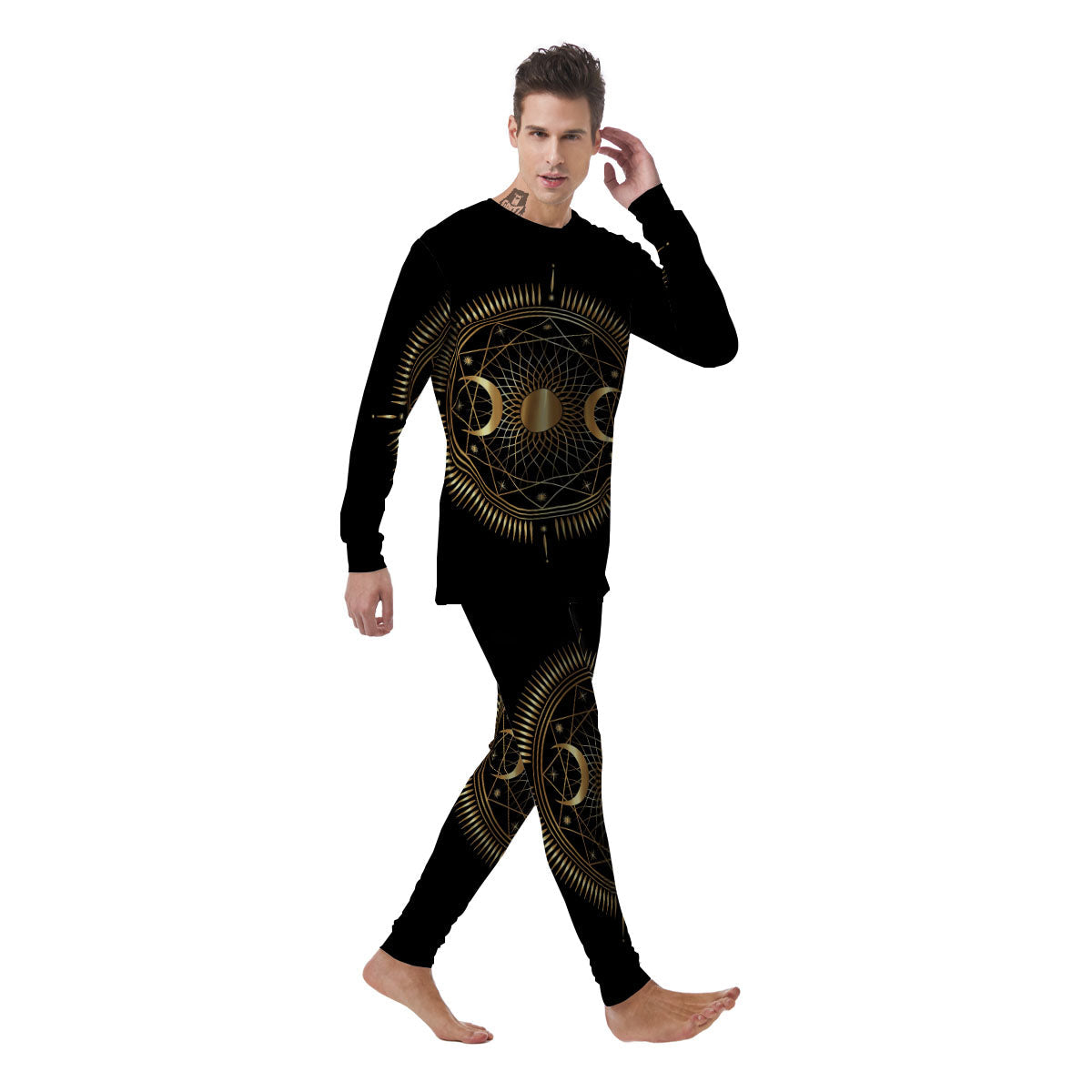 Sun And Moon Geometric Celestial Print Men's Pajamas-grizzshop