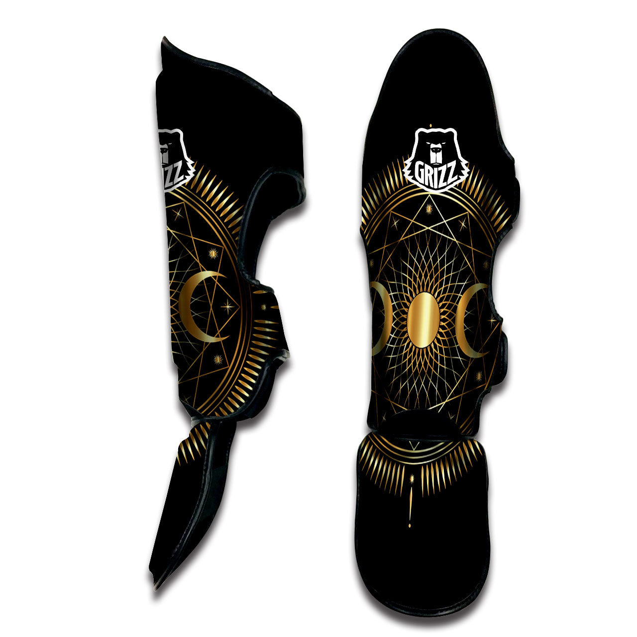 Sun And Moon Geometric Celestial Print Muay Thai Shin Guards-grizzshop