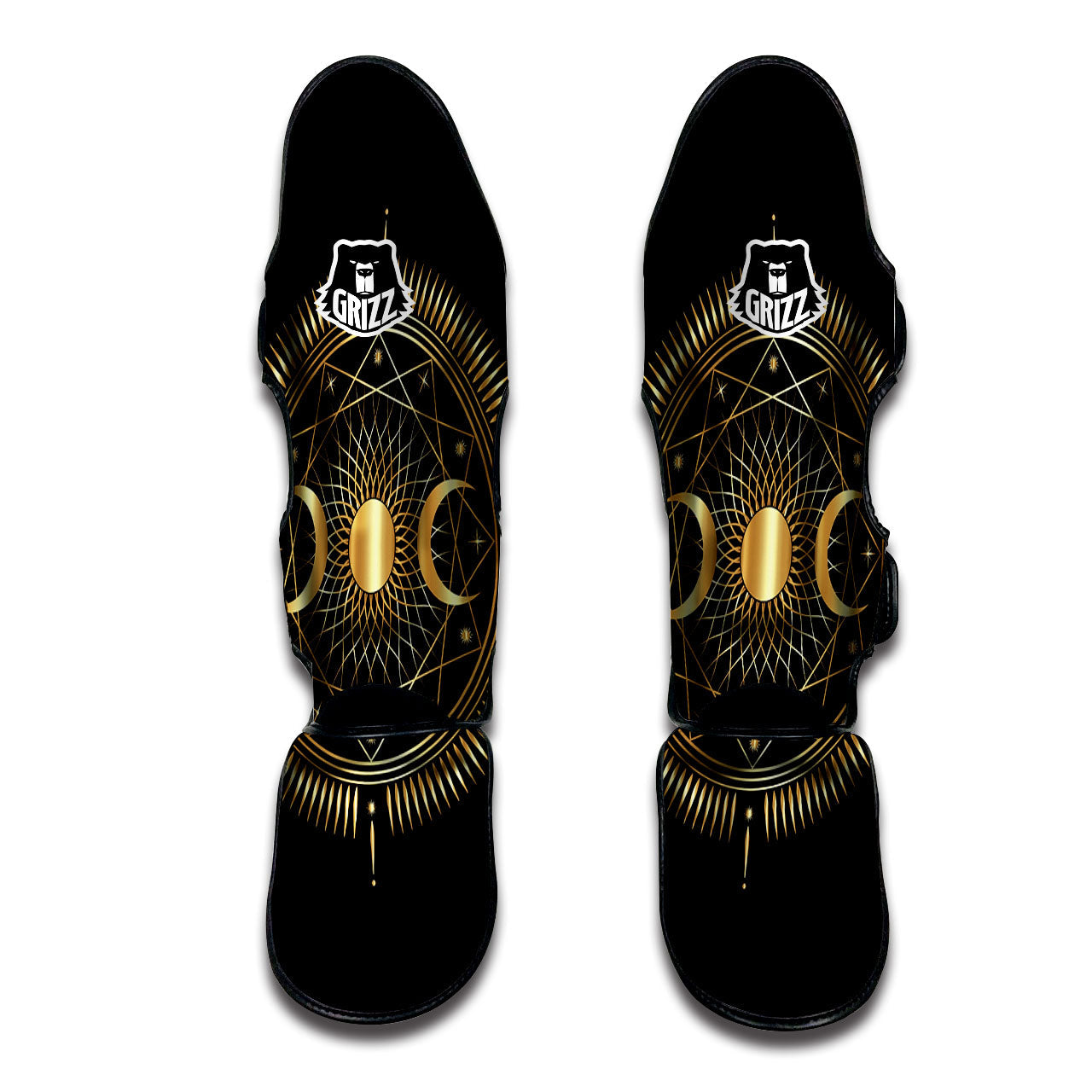Sun And Moon Geometric Celestial Print Muay Thai Shin Guards-grizzshop