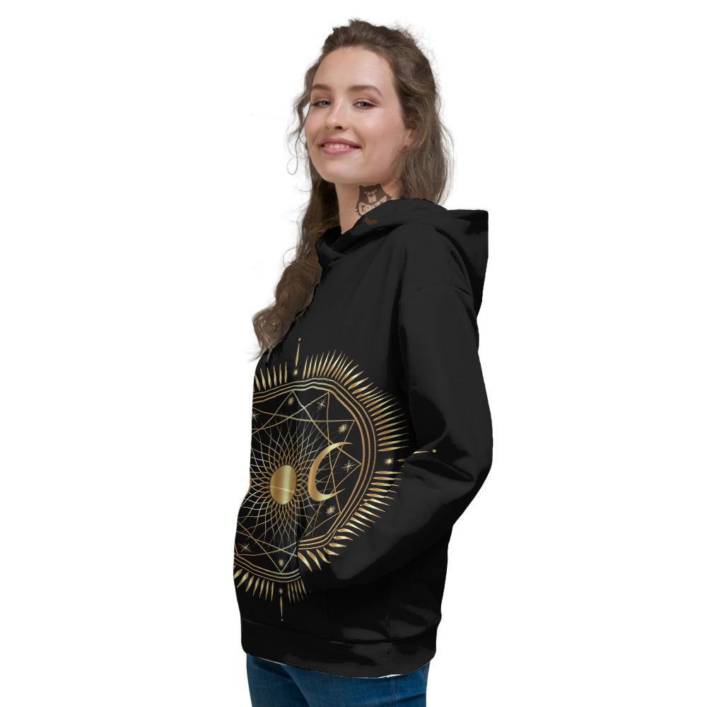 Sun And Moon Geometric Celestial Print Women's Hoodie-grizzshop