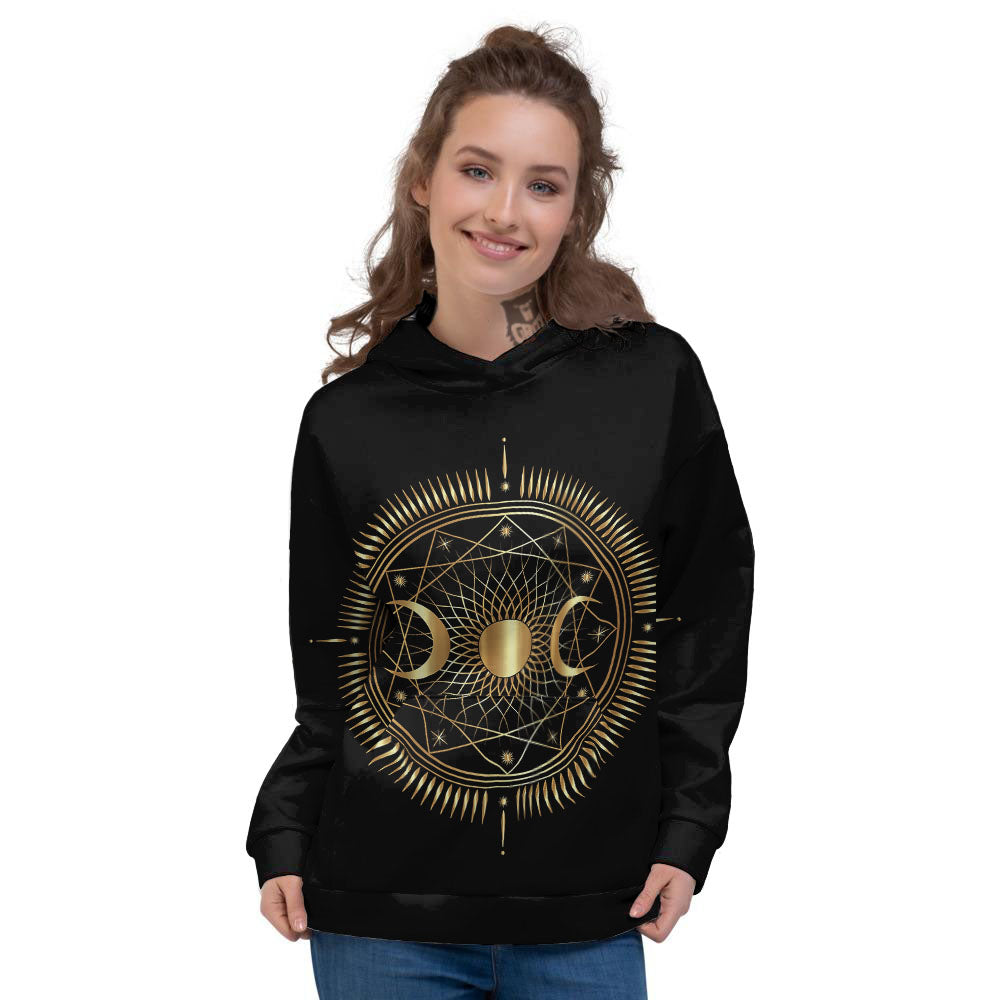 Sun And Moon Geometric Celestial Print Women's Hoodie-grizzshop