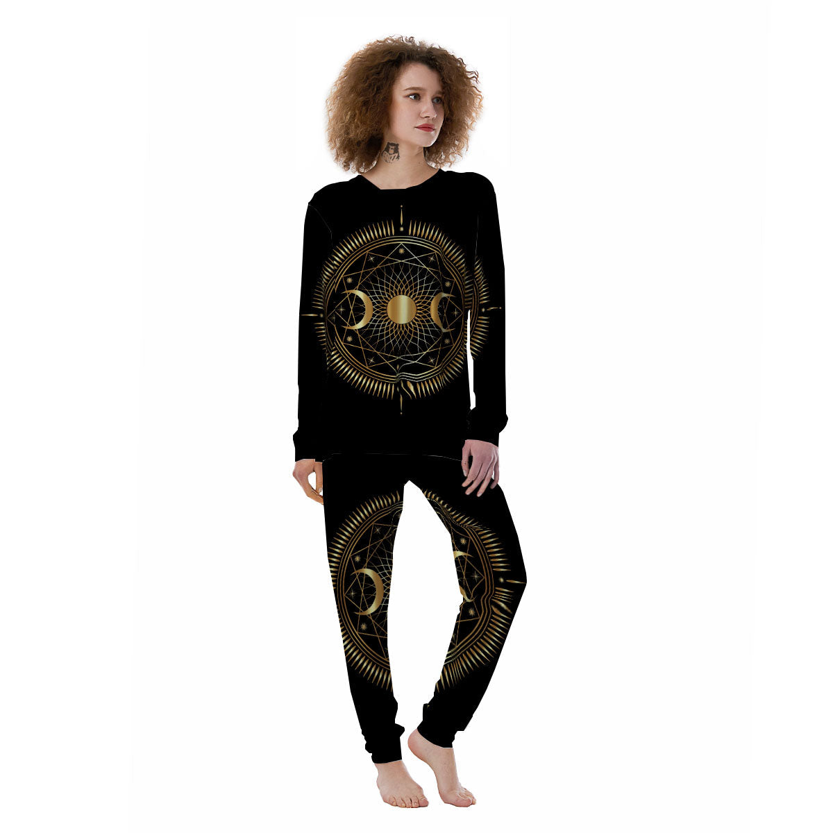 Sun And Moon Geometric Celestial Print Women's Pajamas-grizzshop