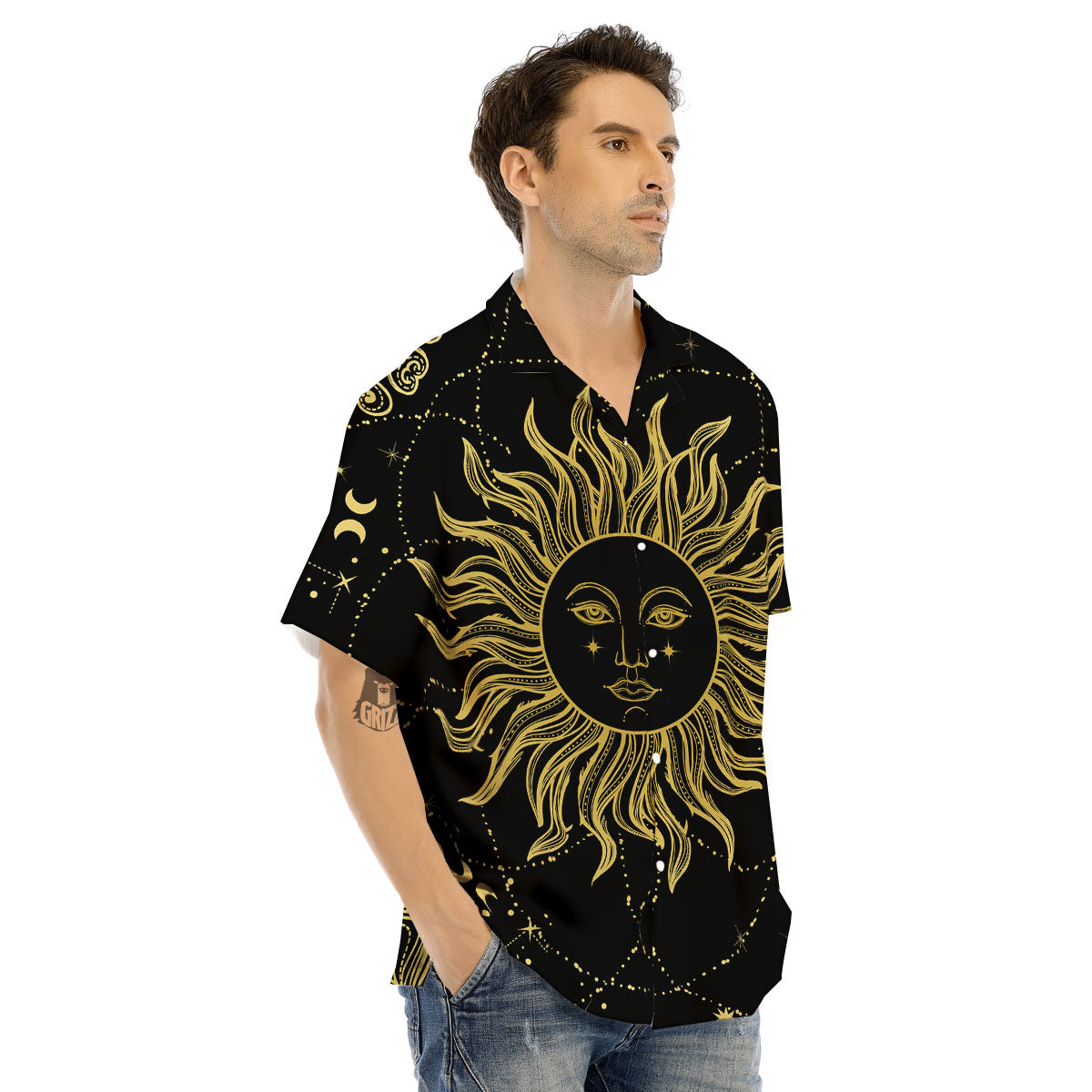 Sun Celestial Vintage Print Men's Hawaiian Shirt-grizzshop