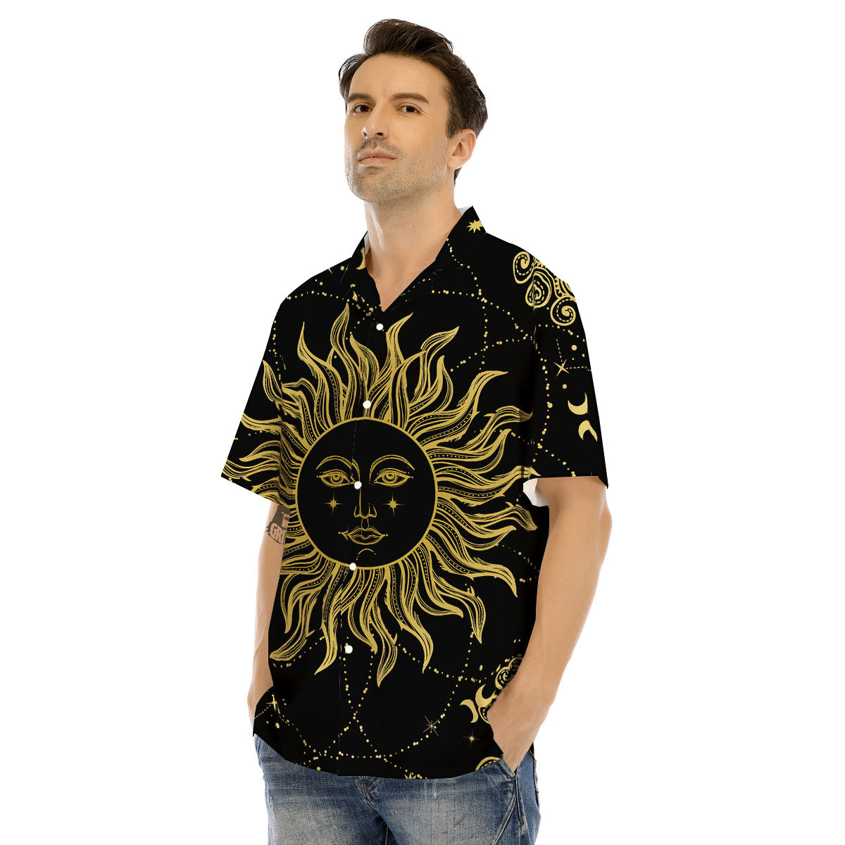Sun Celestial Vintage Print Men's Hawaiian Shirt-grizzshop