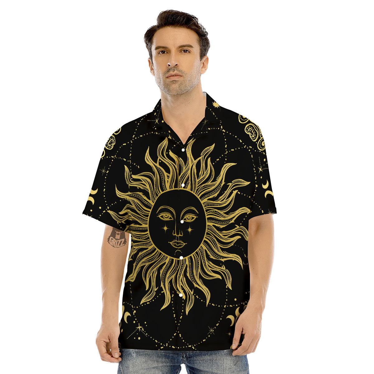 Sun Celestial Vintage Print Men's Hawaiian Shirt-grizzshop