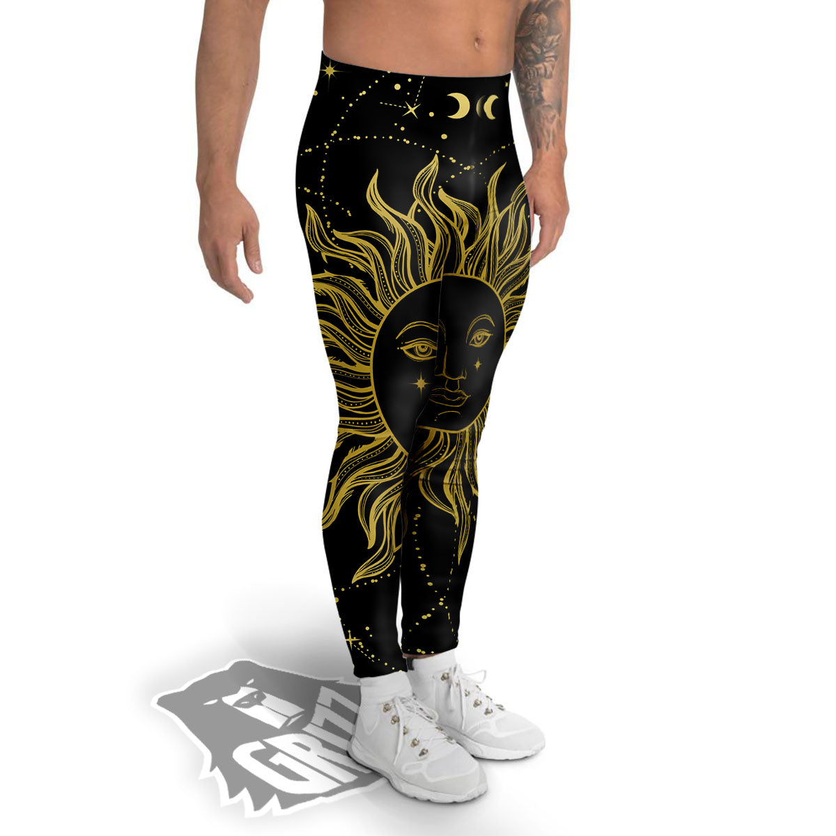 Sun Celestial Vintage Print Men's Leggings-grizzshop