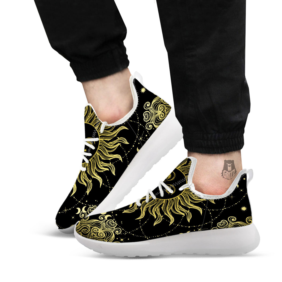 Sun Celestial Vintage Print White Athletic Shoes-grizzshop