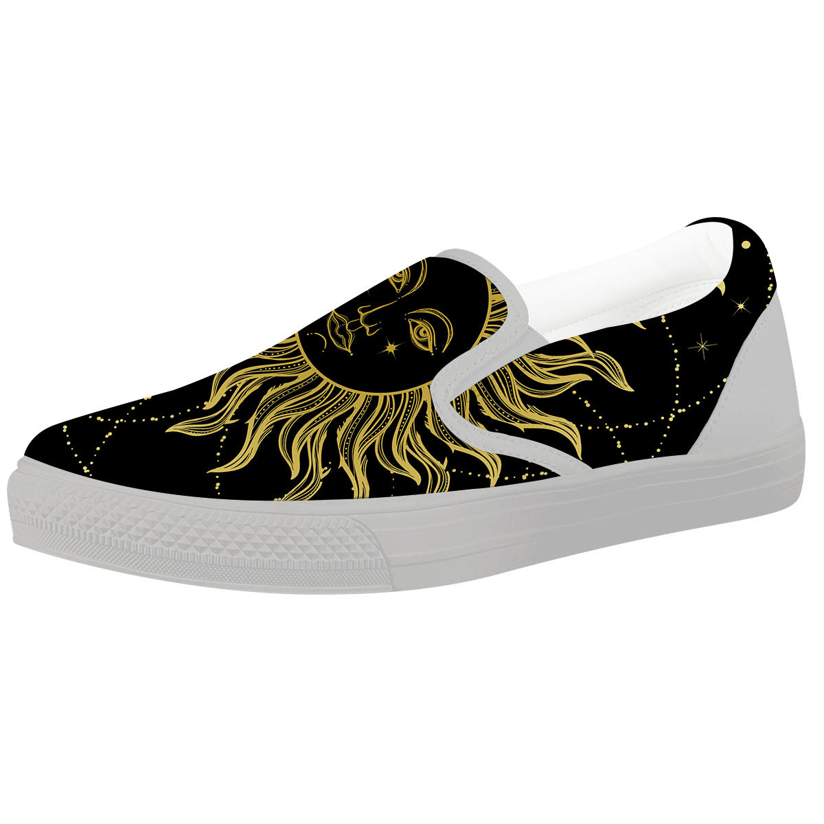 Sun Celestial Vintage Print White Slip On Shoes-grizzshop