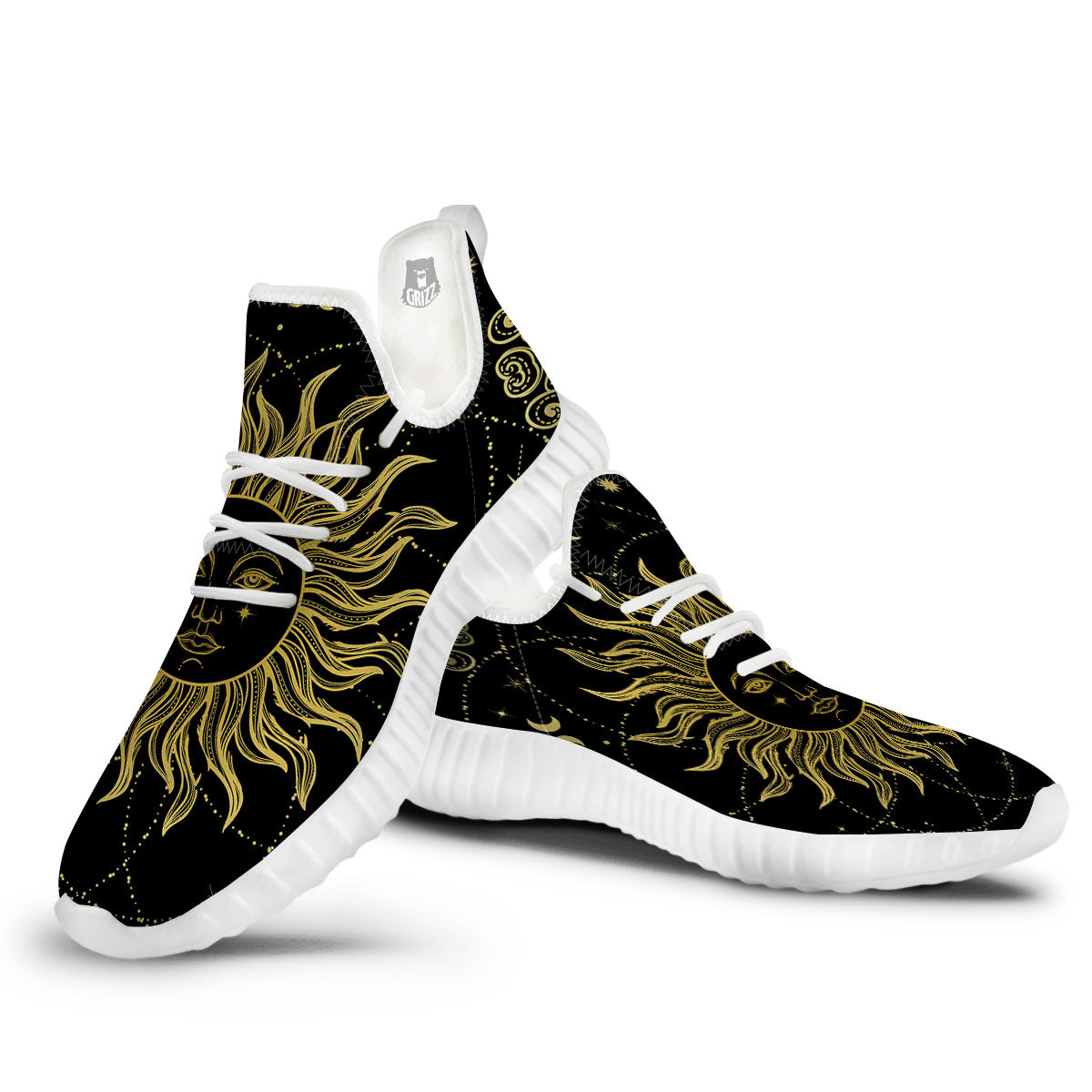 Sun Celestial Vintage Print White Walking Shoes-grizzshop