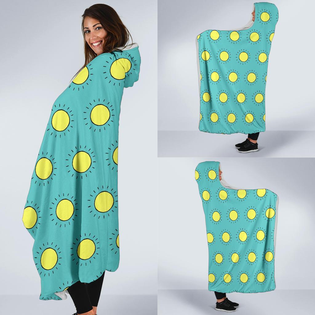 Sun Cute Pattern Print Hooded Blanket-grizzshop