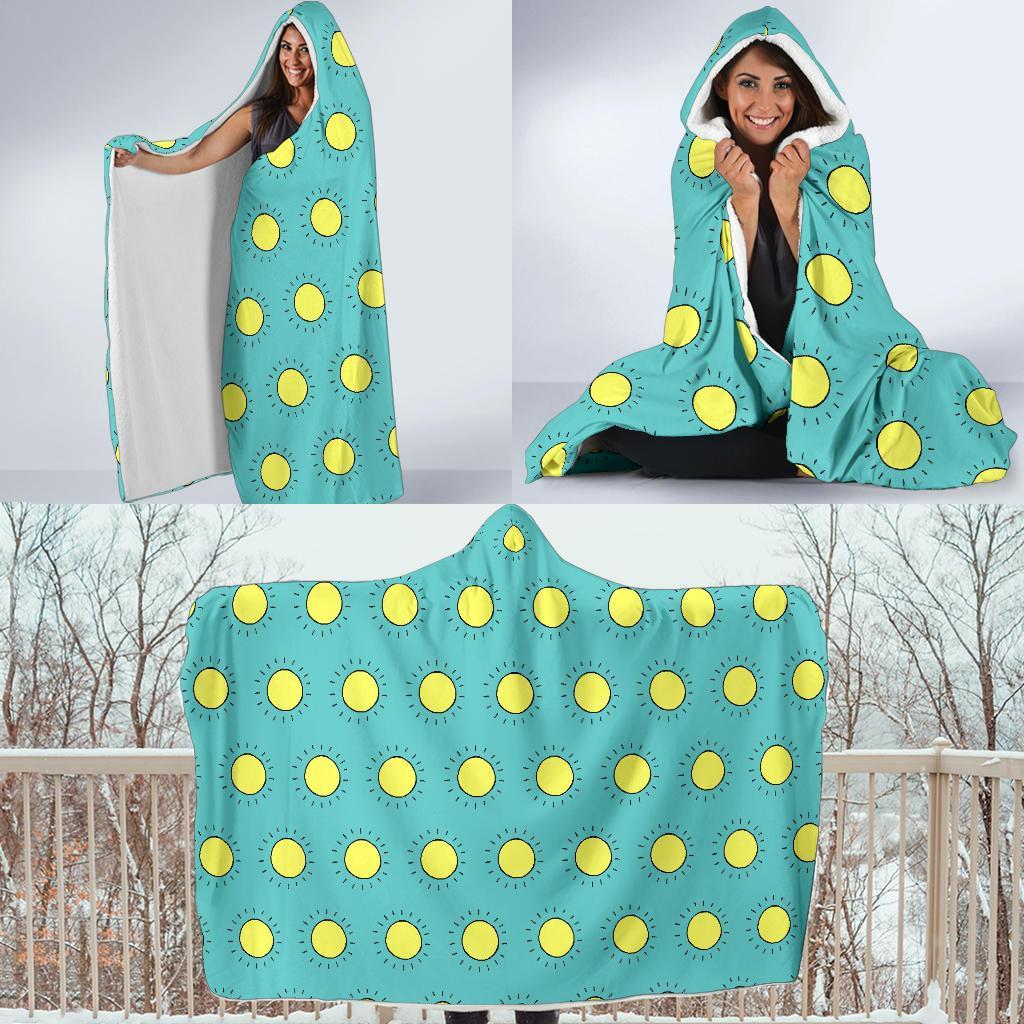 Sun Cute Pattern Print Hooded Blanket-grizzshop