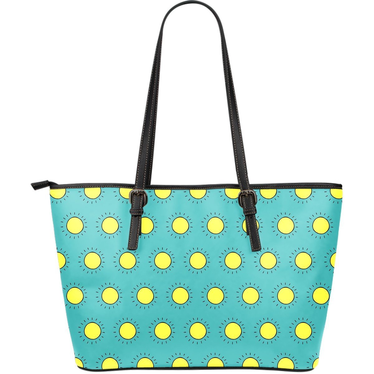 Sun Cute Pattern Print Leather Tote Bag-grizzshop