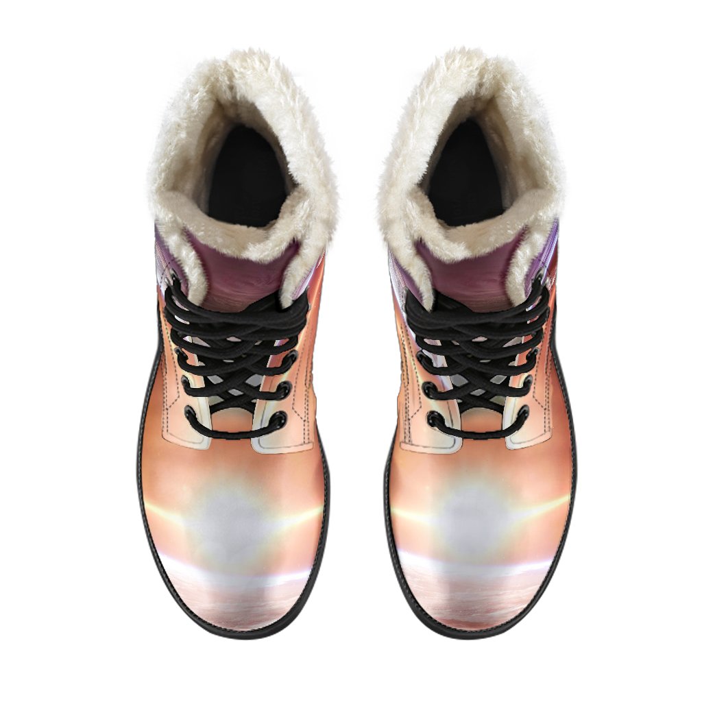 Sun Galaxy Space Earth Print Comfy Winter Boots-grizzshop