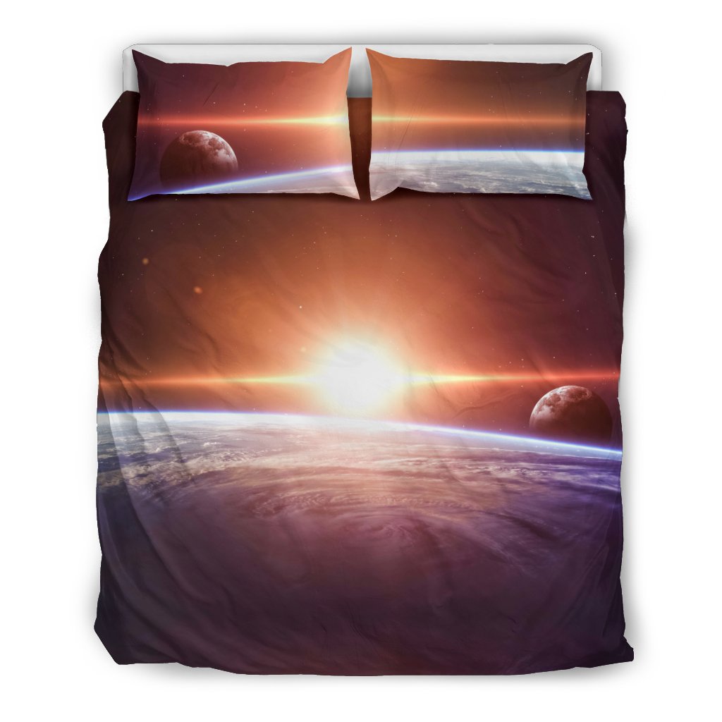 Sun Galaxy Space Earth Print Duvet Cover Bedding Set-grizzshop