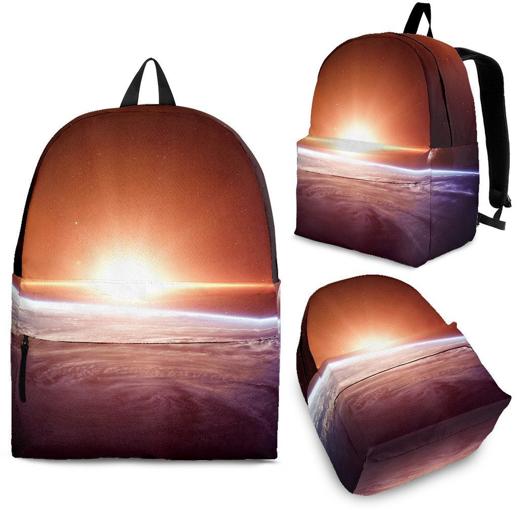 Sun Galaxy Space Earth Print Premium Backpack-grizzshop