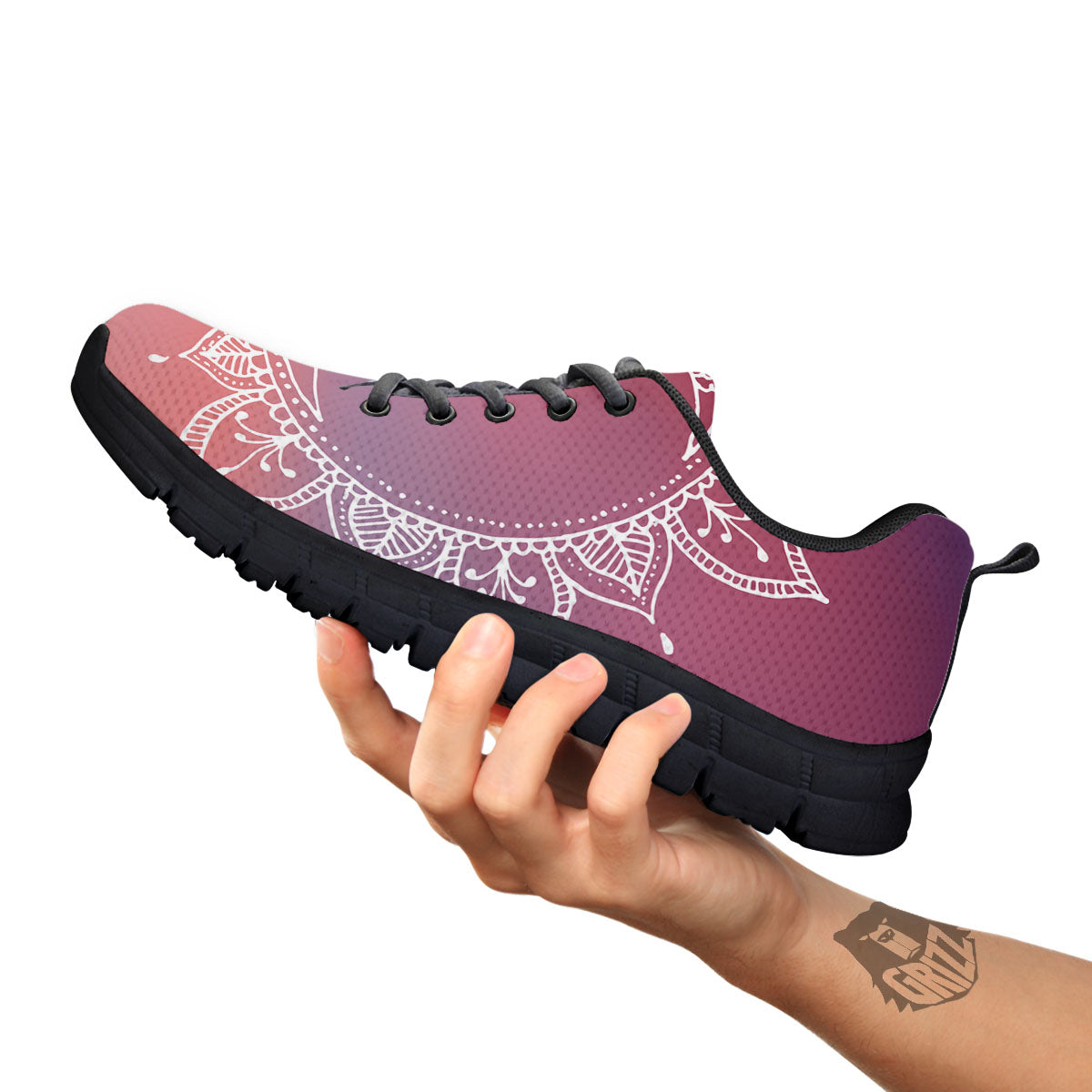 Sun Mandala Print Black Sneaker-grizzshop