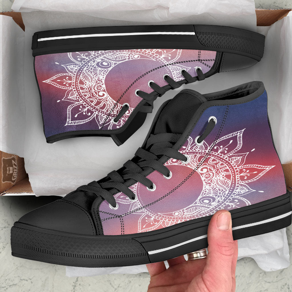 Sun Mandala Print High Top Shoes-grizzshop