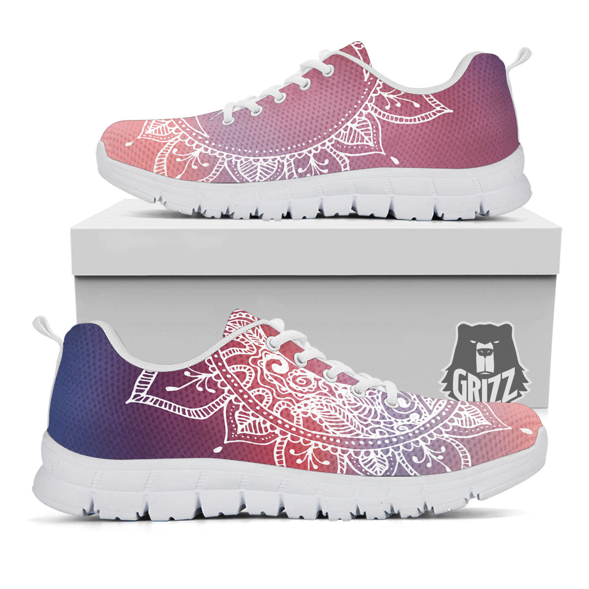 Sun Mandala Print White Sneaker-grizzshop