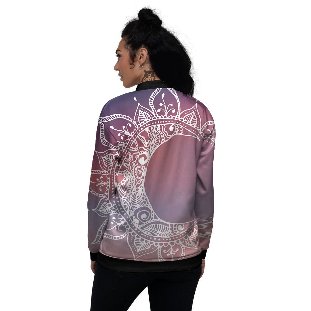 Sun Mandala Print Women's Bomber Jacket-grizzshop