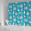 Sun Moon Blue Pattern Print Bathroom Shower Curtain-grizzshop