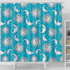 Sun Moon Blue Pattern Print Bathroom Shower Curtain-grizzshop