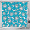 Sun Moon Blue Pattern Print Bathroom Shower Curtain-grizzshop