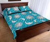 Sun Moon Blue Pattern Print Bed Set Quilt-grizzshop