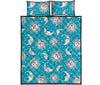 Sun Moon Blue Pattern Print Bed Set Quilt-grizzshop