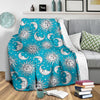 Sun Moon Blue Pattern Print Blanket-grizzshop