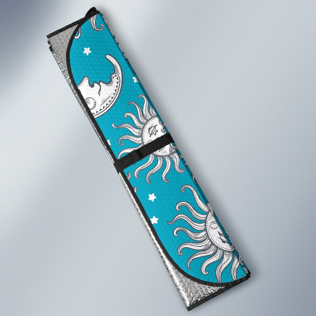 Sun Moon Blue Pattern Print Car Sun Shade-grizzshop