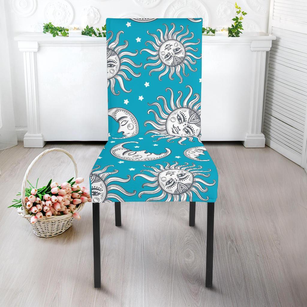 Sun Moon Blue Pattern Print Chair Cover-grizzshop