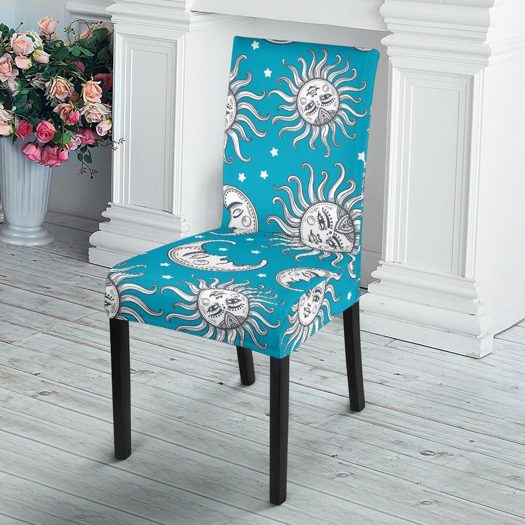 Sun Moon Blue Pattern Print Chair Cover-grizzshop