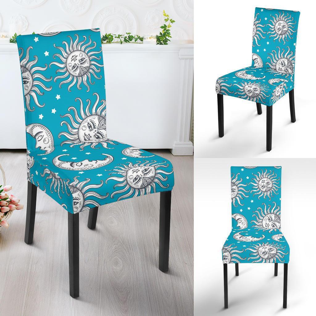 Sun Moon Blue Pattern Print Chair Cover-grizzshop