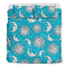 Sun Moon Blue Pattern Print Duvet Cover Bedding Set-grizzshop