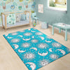 Sun Moon Blue Pattern Print Floor Mat-grizzshop