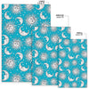 Sun Moon Blue Pattern Print Floor Mat-grizzshop