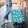 Sun Moon Blue Pattern Print Luggage Cover Protector-grizzshop