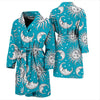 Sun Moon Blue Pattern Print Men Long Robe-grizzshop