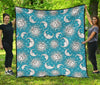 Sun Moon Blue Pattern Print Quilt-grizzshop