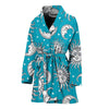 Sun Moon Blue Pattern Print Women Long Robe-grizzshop