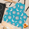 Sun Moon Blue Pattern Print Women's Apron-grizzshop